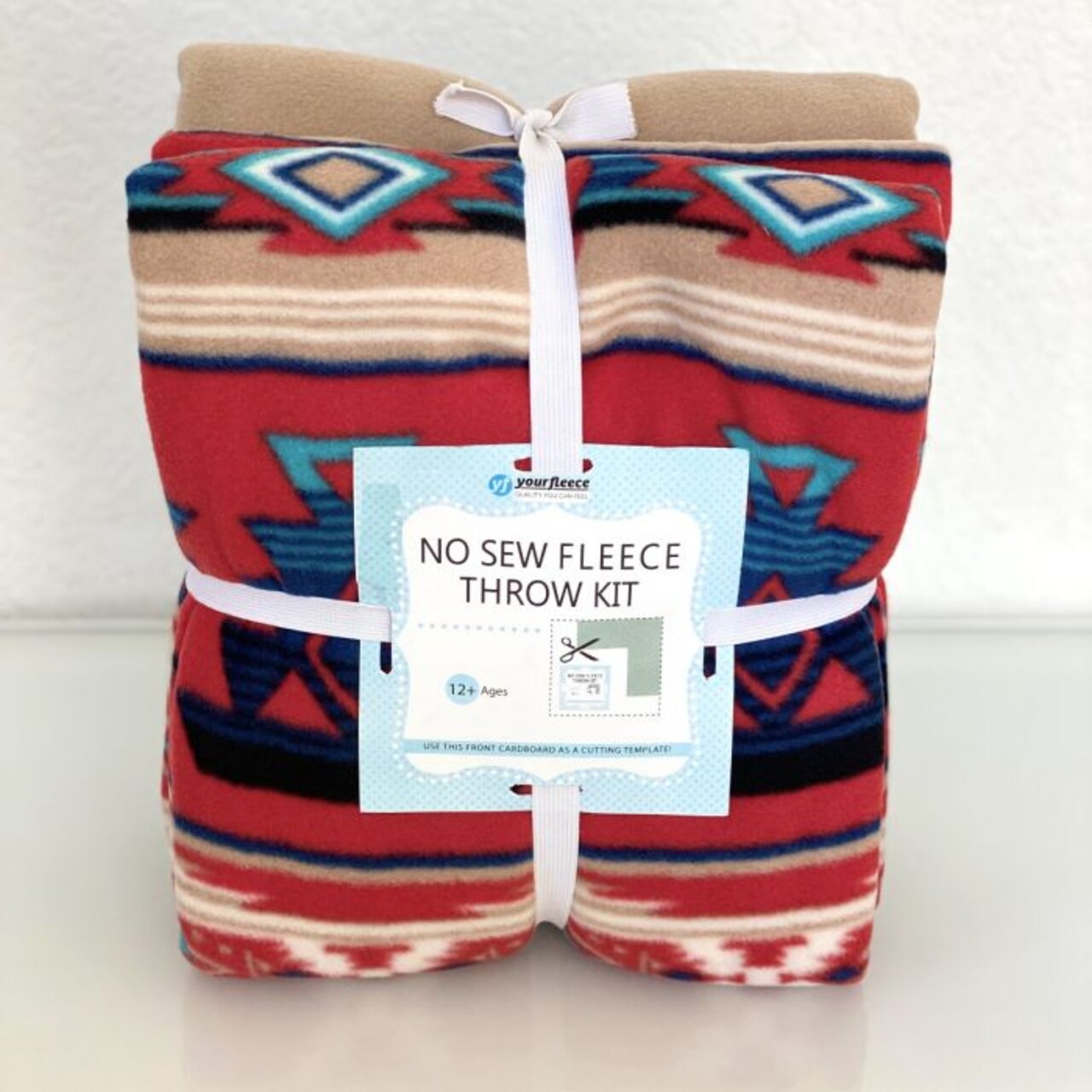 Desert Heirloom Red Anti-Pill No Sew Throw Fleece Fabric Kit (50x60)